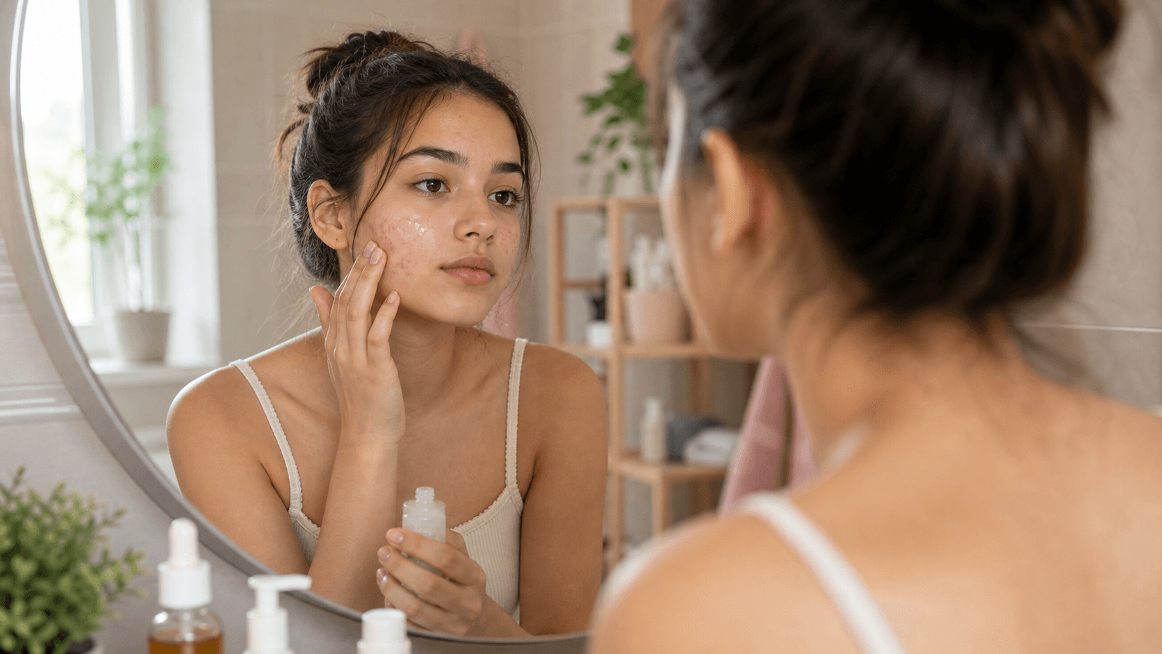 O femeie aplică bronzer cu o pensulă pufoasă pentru un machiaj natural
